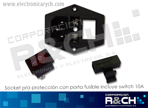 [SK-001] SK-001 Socket AC para Proteccion con Porta Pusible