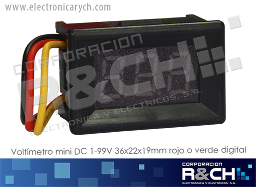 [VDC100-M] VDC100-M voltimetro mini  DC 1-99V 36x22x19mm rojo o verde digital