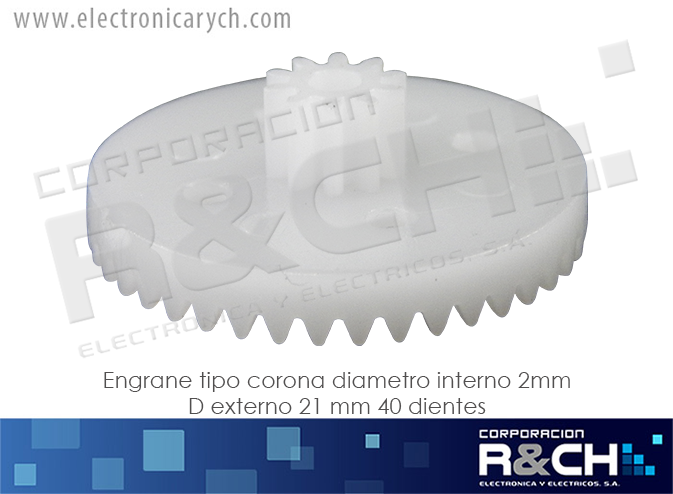 EG-C40102B engrane tipo corona diametro interno 2mm Dexterno 21 mm 40 dientes