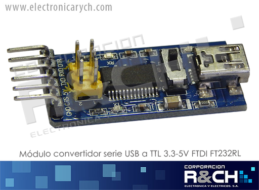 [MD-FTDI232RL] MD-FTDI232RL modulo convertidor serie USB a TTL 3.3-5V  FTDI FT232RL