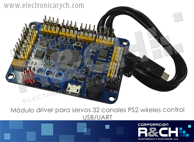 MD-32SERV modulo driver para servos 32 canales PS2 wireles control USB/UART