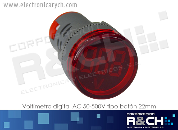 VDAC50 voltimetro digital AC 50-500V tipo boton 22mm