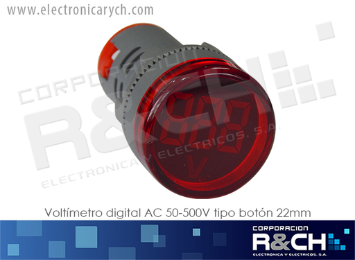 VDAC50 Voltimetro Digital AC 50-500V Tipo Boton 22mm