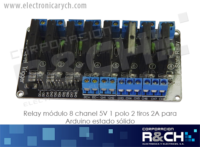 RL-8C-5/2 relay modulo 8 chanel 5V 1 polo 2 tiros 2A for arduino estado solido