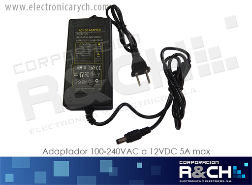[AD-1250] AD-1250 adaptador 100-240VAC a 12VDC 5A max