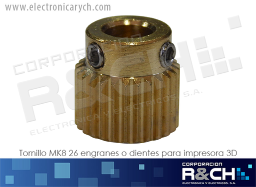 [TOR-26D] TOR-26D tornillo MK8 26 engranes o dientes para impresora 3D