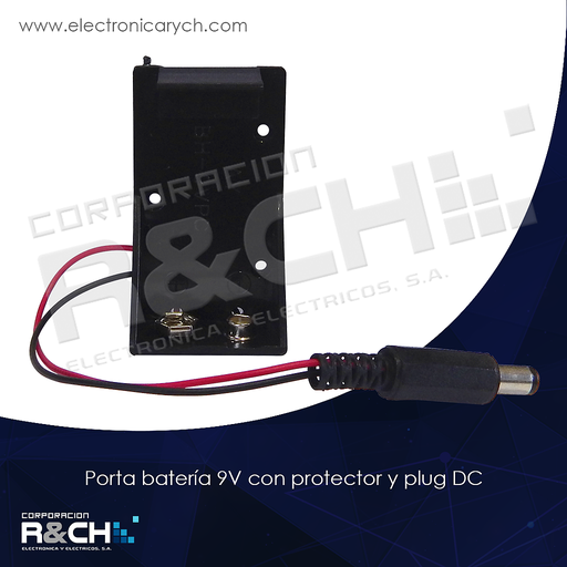 [PR-B9VP] PR-B9VP porta bateria 9V con protector y plug DC