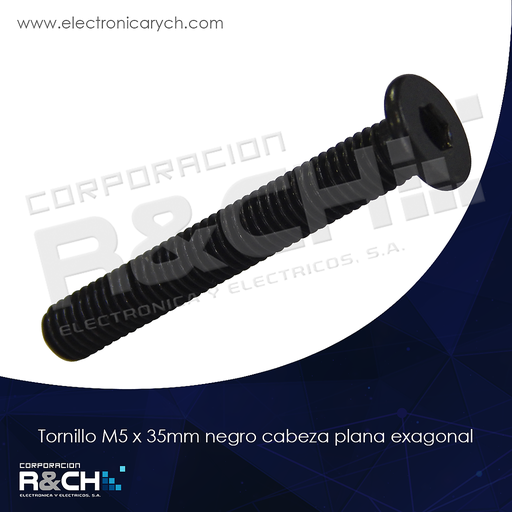 [TOR-543] TOR-543 tornillo M5 x35mm negro cabeza plana Allen