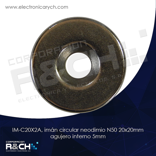 [IM-C20X2A] IM-C20X2A iman circular deodimio N50 20x4mm agujero interno 5mm avellando