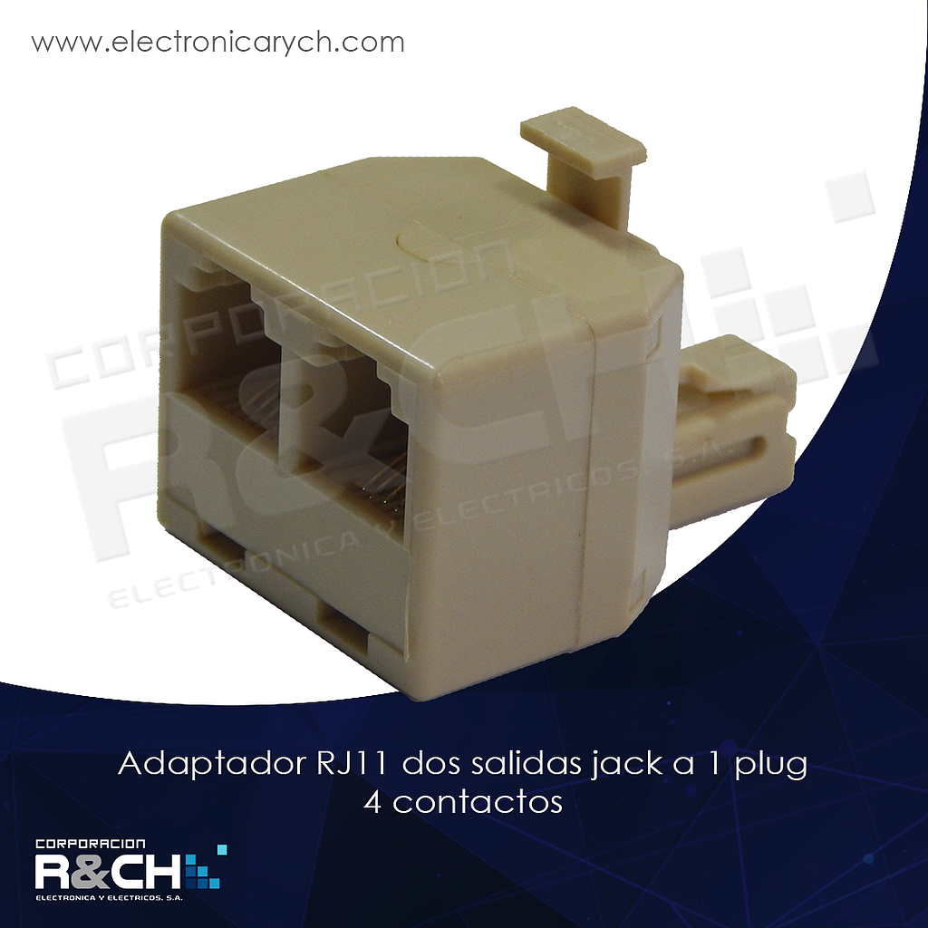 AD-KR-202 adaptador RJ11 dos salidas jack a 1 plug 4 contactos