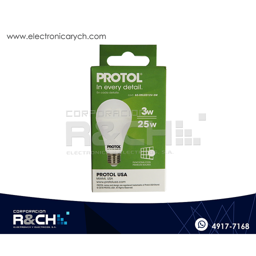 [60-ENLED12V-3W] 60-ENLED12V-3W Bombilla Led 12V 3W DC