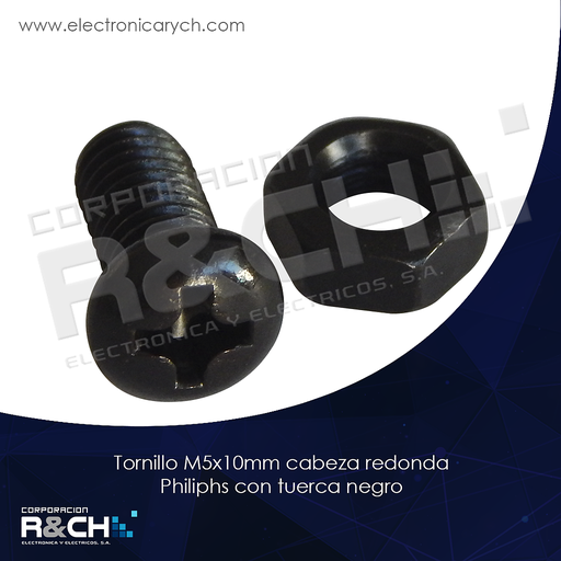 [TOR-510P] TOR-510P tornillo M5x10mm cabeza redonda philiphs con tuerca negro