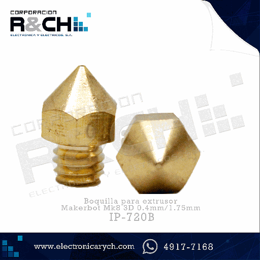 [IP-720B] IP-720B boquilla para extrusor Makerbot Mk8 3D  0.4mm/1.75mm
