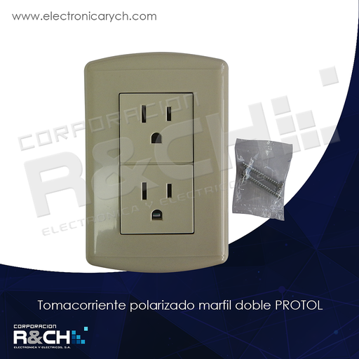 [BT-1228] BT-1228 Tomacorriente polarizado marfil doble PROTOL