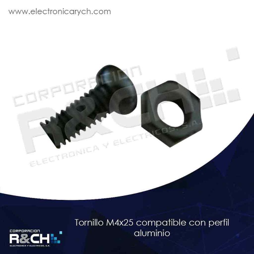 [TOR-M425] TOR-M425 Tornillo M4x25 Compatible con Perfil Aluminio no Incluye tuerca