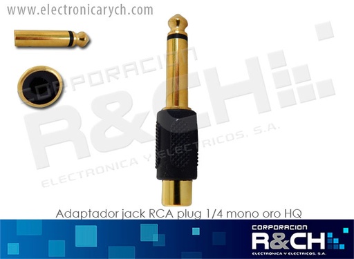 [P-222G] P-222G adaptador jack RCA plug 1/4 mono oro HQ