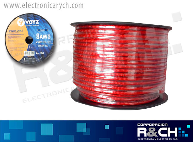 PC-8250 cable para audio 8AWG rojo flexible 1 metro