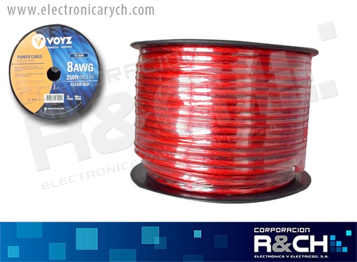 [PC-8250] PC-8250 cable para audio 8AWG rojo flexible 1 metro
