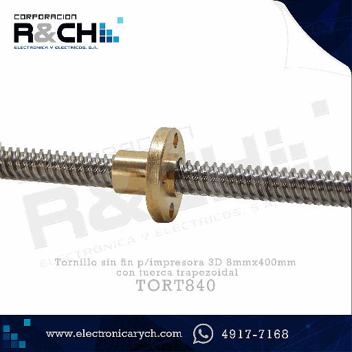 [TORT840] TORT840 Tornillo sin fin p/impresora 3D 8mmx400mm con tuerca trapezoidal
