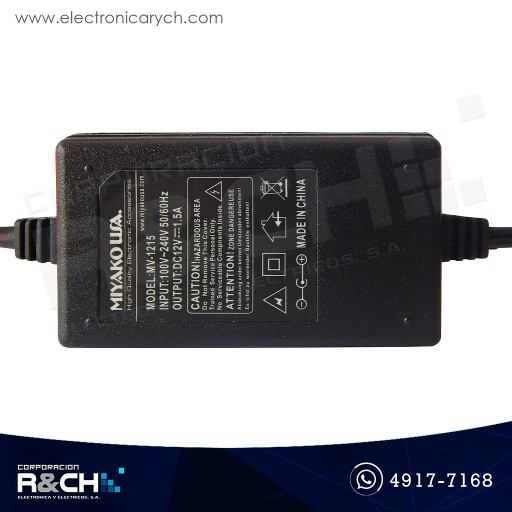 [MV-1215] MV-1215 Adaptador 120VAC a 12VDC 1.5A Miyako