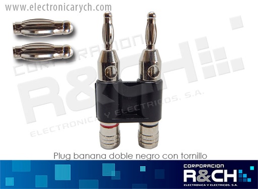 [NB-511B] NB-511B plug banana doble negro con tornillo