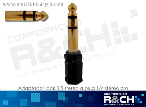 [P-111G] P-111G adaptador jack 3.5 stereo a plug 1/4 stereo oro