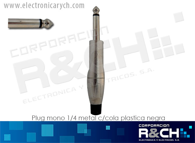 P-198 plug mono 1/4 metal c/cola plastica negra