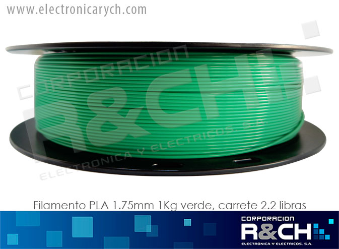FE-302V filamento PLA 1.75mm 1Kg verde, carrete 2.2 libras