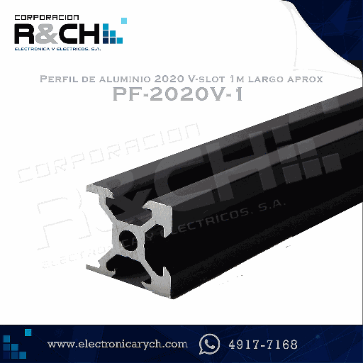 [PF-2020VN-1] PF-2020VN-1 Perfil de aluminio 2020 V-slot 1m largo aprox