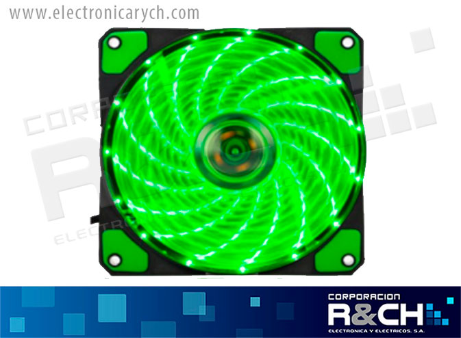 FA-65G ventilador 12VCD 120x120x25mm con LED verde plastico