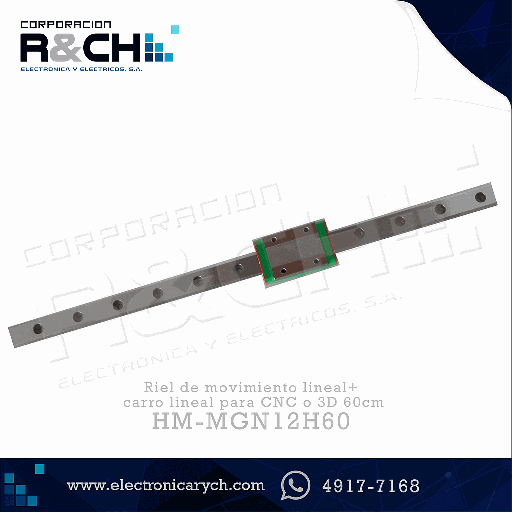 [HM-MGN12H60] HM-MGN12H60 riel de movimiento lineal+ carro lineal para CNC o 3D 60cm