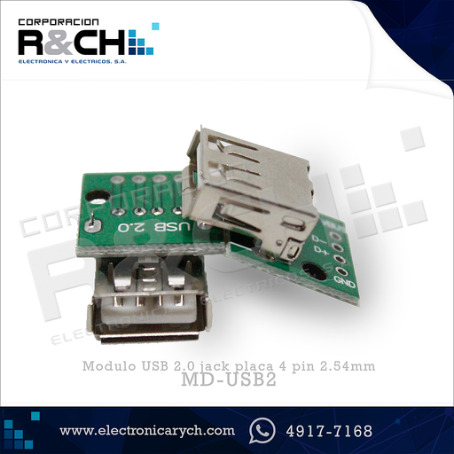 [MD-USB2] MD-USB2 Modulo USB 2.0 jack placa 4 pin 2.54mm