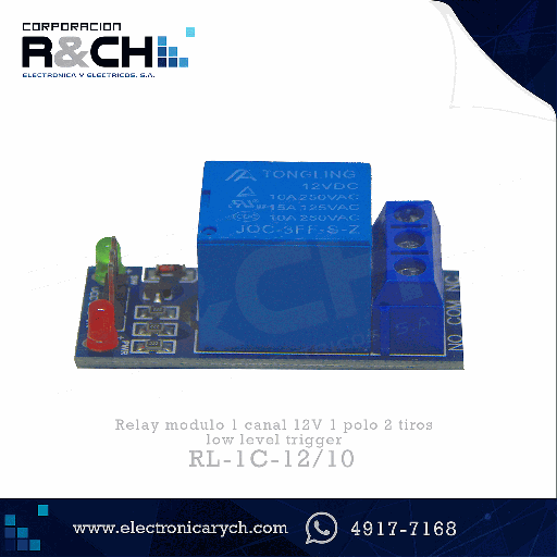 [RL-1C-12/10] RL-1C-12/10 Relay modulo 1 canal 12V 1 polo 2 tiros low level trigger