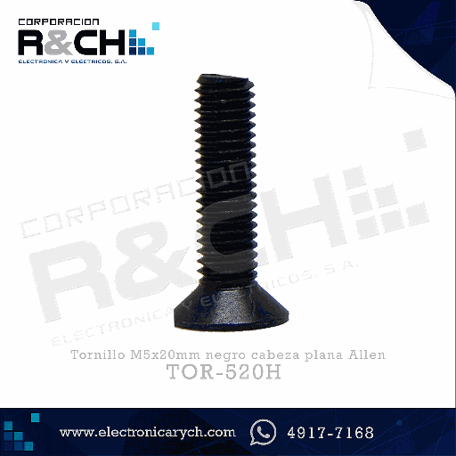 [TOR-520H] TOR-520H Tornillo M5x20mm negro cabeza plana Allen