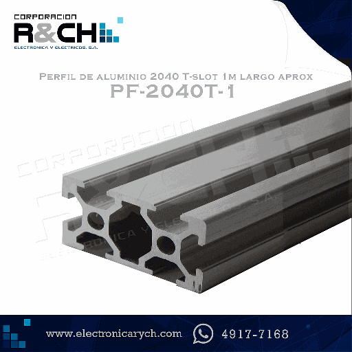 [PF-2040T-1] PF-2040T-1 Perfil de aluminio 2040 T-slot 1m largo aprox