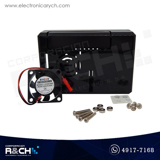 [CJ-1890] CJ-1890 Caja para Raspberry pi 4 negra+ventilador