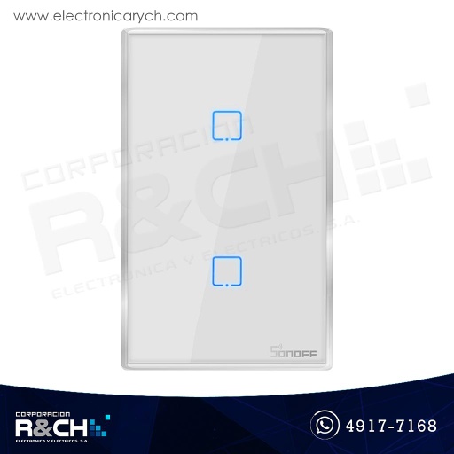 [SW-T0US2C] SW-T0US2C Switch Inteligente touch Doble para empotrar wi-fi Sonoff
