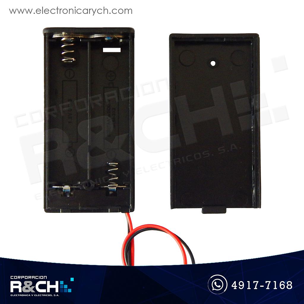 PR-B2XAACN Porta Batería 2xAA Negro tipo Case Incluye Switch