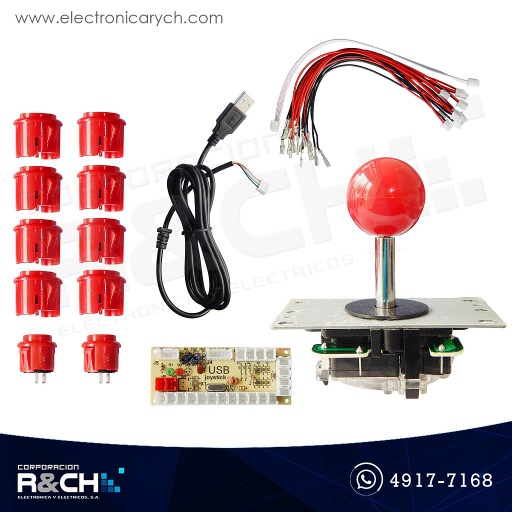 [SX-1618R] SX-1618R Kit Arcade para Video Juegos Rojo Un Joystick