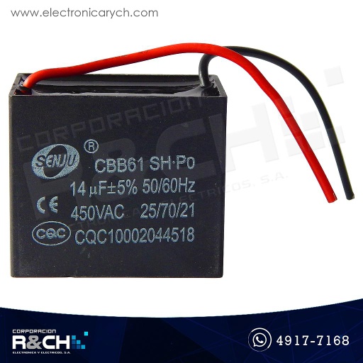 [CBB61-14UF] CBB61-14UF Capacitor 14uF 450V AC Para Ventilador