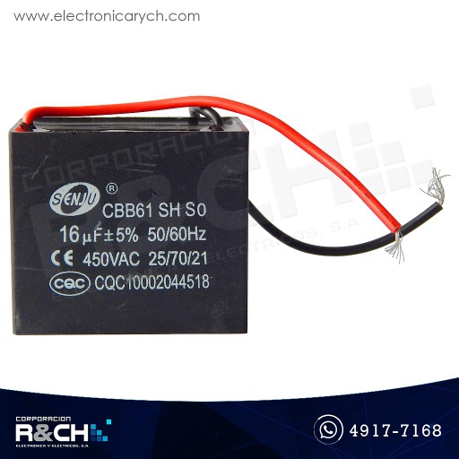 [CBB61-16UF] CBB61-16UF Capacitor 5uF 450V AC Para Ventilador