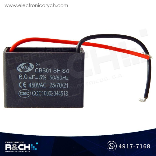 [CBB61-6UF] CBB61-6UF Capacitor 6uF 450V AC Para Ventilador