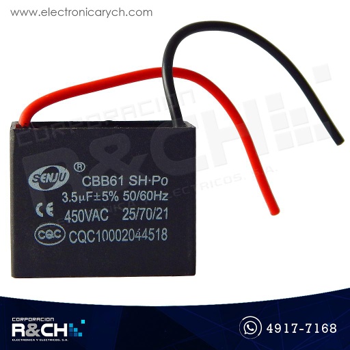 [CBB61-3.5UF] CBB61-3.5UF Capacitor 3.5uF 450V AC Para Ventilador