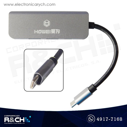 [HUB-77] HUB-77 Hub 4 en 1 Tipo C a HDMI+2 Puertos USB3.0