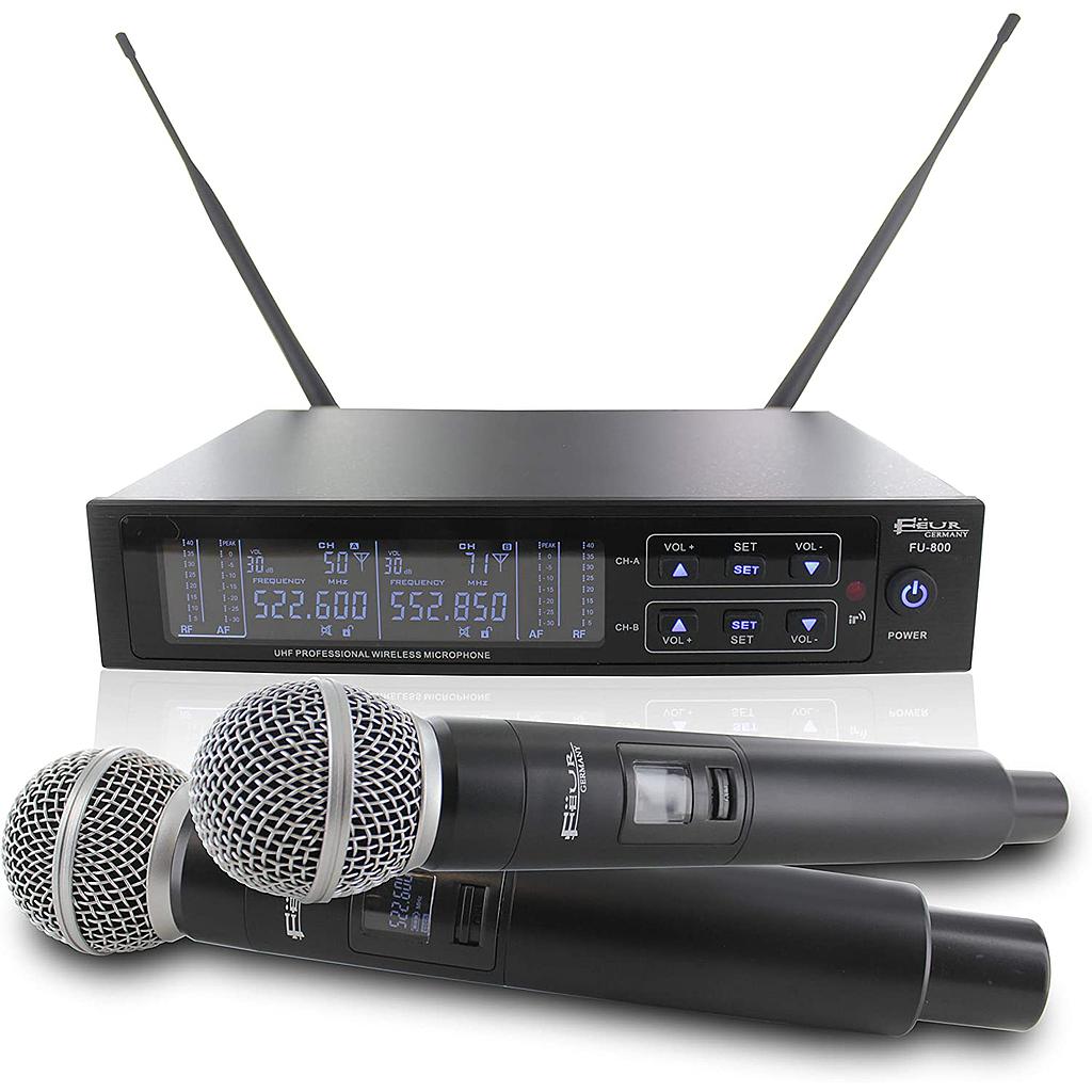 FU-800 Microfono Profesional Wireles UHF 2x100