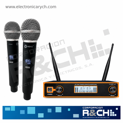 [VZ-802UHF] VZ-802UHF Microfono 2 Canales Inalambrico Wireles