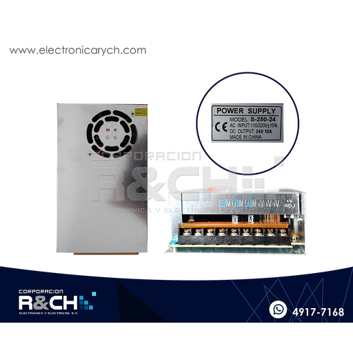 [FE-24V/10A] FE-2410A Fuente 24V 10A aluminio con Ventilador