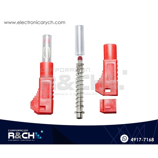 [PL-343R] PL-343R Plug Banana Apilable Roja Aislada