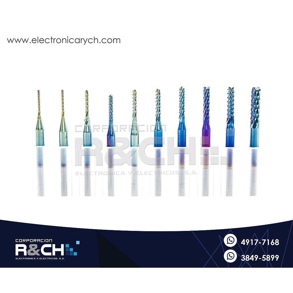 BC-0831 Broca Set 10 Unidades Para CNC 0.8-3.175mm Azul | Electronica R&CH