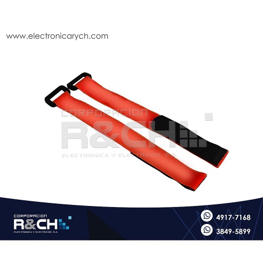 [HM-23R] HM-23R Cincho Sujetacables de Velcro 2x30cm Rojo